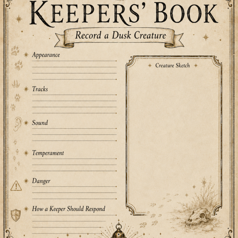 Printable Keeper’s Book creature page